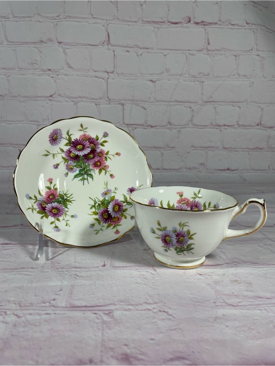 Hammersley Other - Vintage Hammersley Floral 4149 Bone China Footed Teacup and Saucer Set England